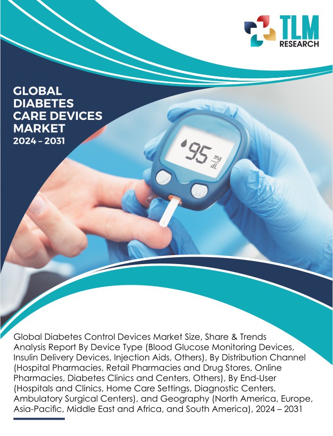 Global Diabetes Control Devices Market Size, Share & Trends Analysis Report By Device Type (Blood Glucose Monitoring Devices, Insulin Delivery Devices, Injection Aids, Others), By Distribution Channel (Hospital Pharmacies, Retail Pharmacies and Drug Stores, Online Pharmacies, Diabetes Clinics and Centers, Others), By End-User (Hospitals and Clinics, Home Care Settings, Diagnostic Centers, Ambulatory Surgical Centers), and Regional Outlook, Growth Potential & Forecast, 2024-2031